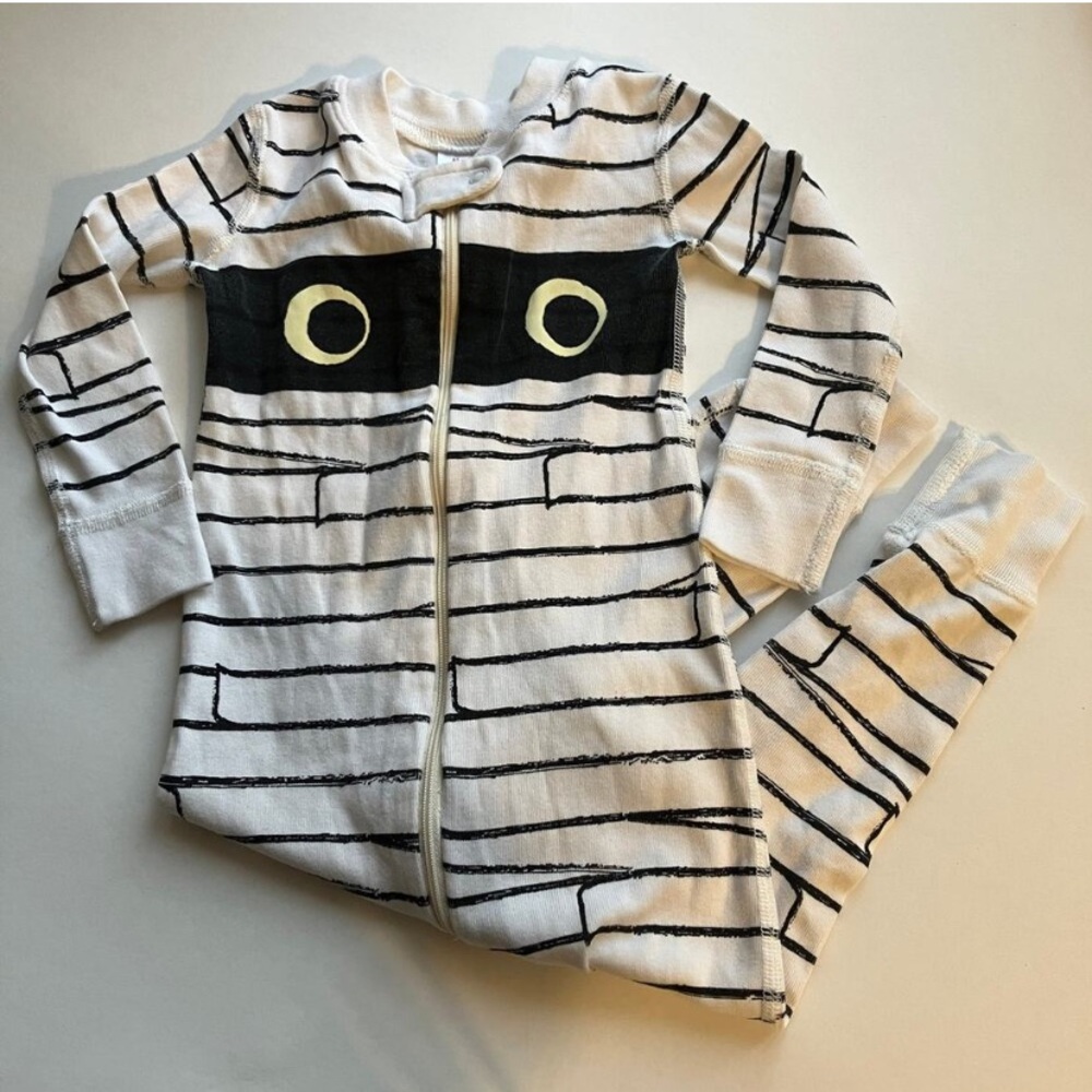 Hanna Andersson Sleeper Baby 2T White Halloween Mummy Zip One Piece Organic